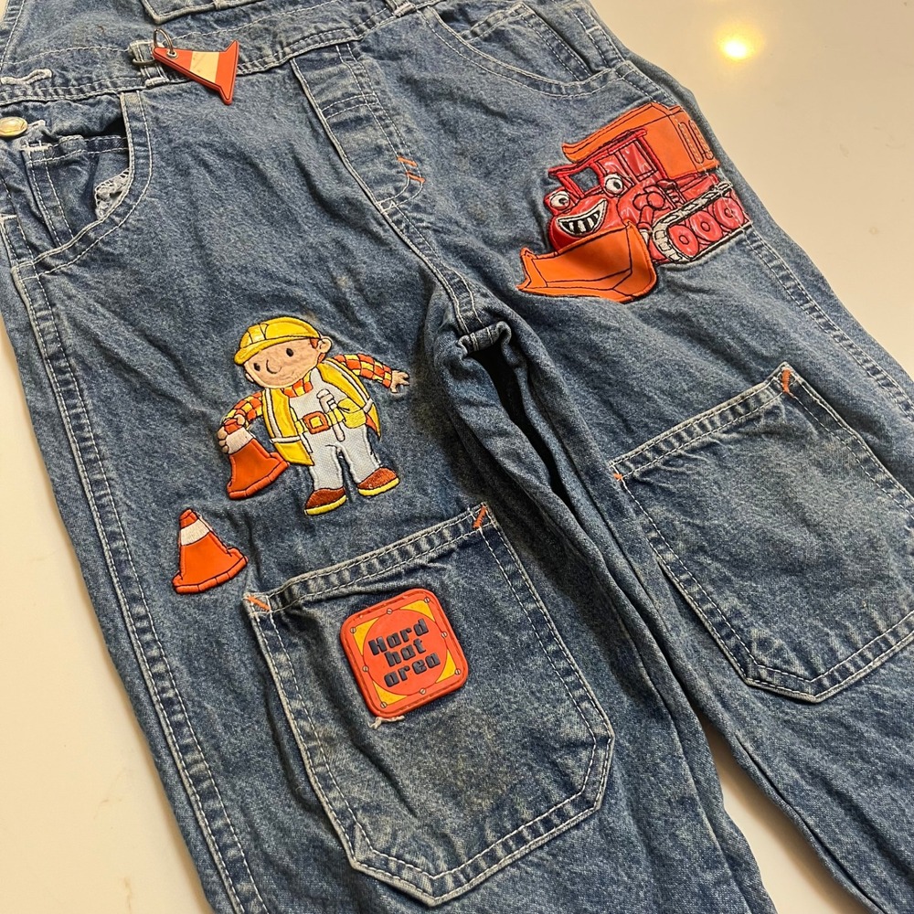 Vintage Y2K Bob the Builder Vintage Denim Overalls Toddler Boys 4T Blue Scoop